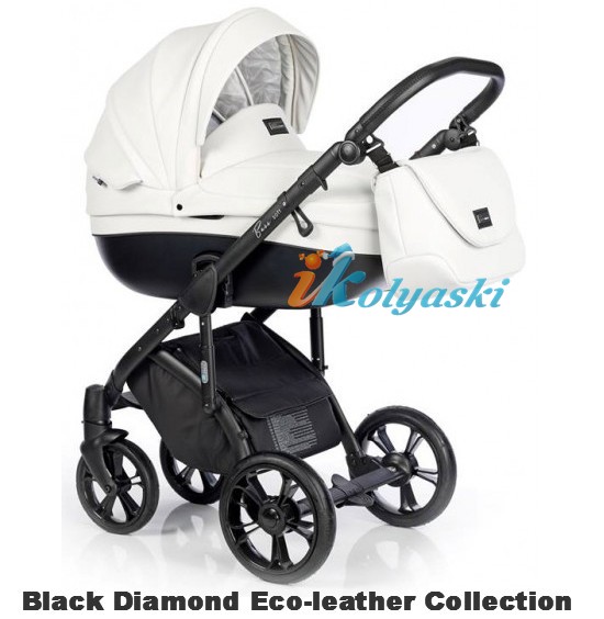 Roan Bass Soft LE 2 в 1, Eco-Leather Collection, Детская коляска для новорожденных, на поворотных колесах,  цвет Black Diamond
