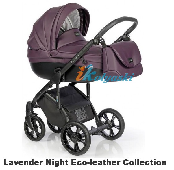 Roan Bass Soft LE 2 в 1, Eco-Leather Collection, Детская коляска для новорожденных, на поворотных колесах,  цвет Lavender Night