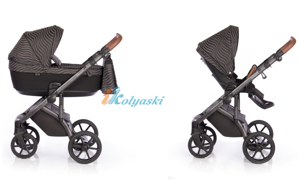 Roan Bloom 3 в 1 детская коляска для новорожденного на гелиевых бескамерных поворотных колесах с прогулочным блоком и автокреслом, цвет Oxyda
