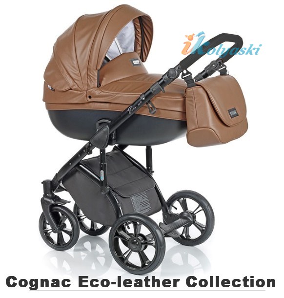 Roan Bass Soft LE 2 в 1, Eco-Leather Collection, Детская коляска для новорожденных, на поворотных колесах,  цвет Cognac