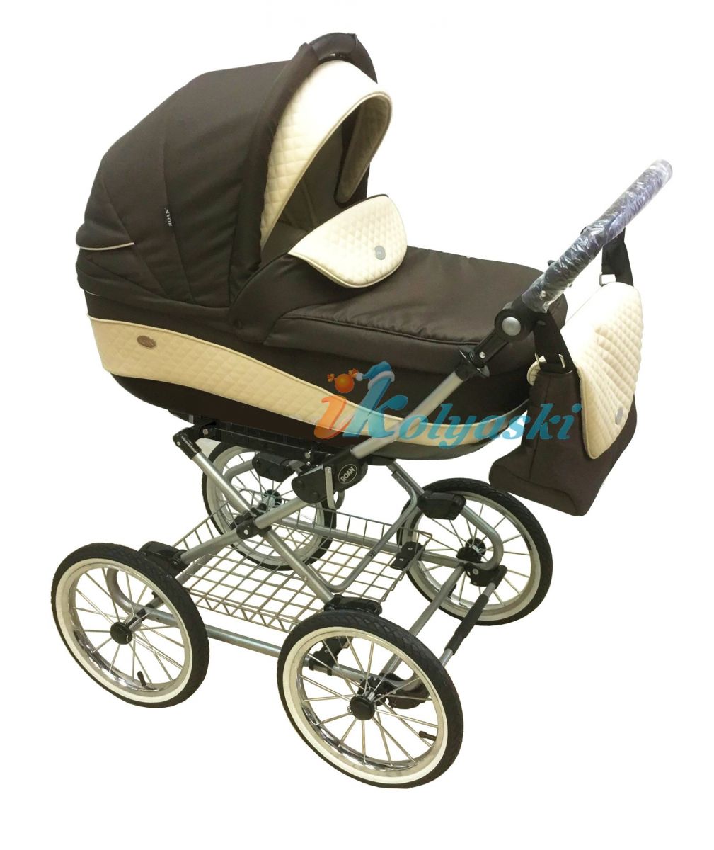 Детская коляска для новорожденных Roan Emma Chrome 2 в 1, Роан Эмма Хром на 12 дюймовых надувных или литых колесах