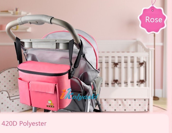Термосумка для детской коляски, сумка-холодильник, cooler bag, thermo bag, цвет РОЗОВЫЙ, фирма Ecobaby