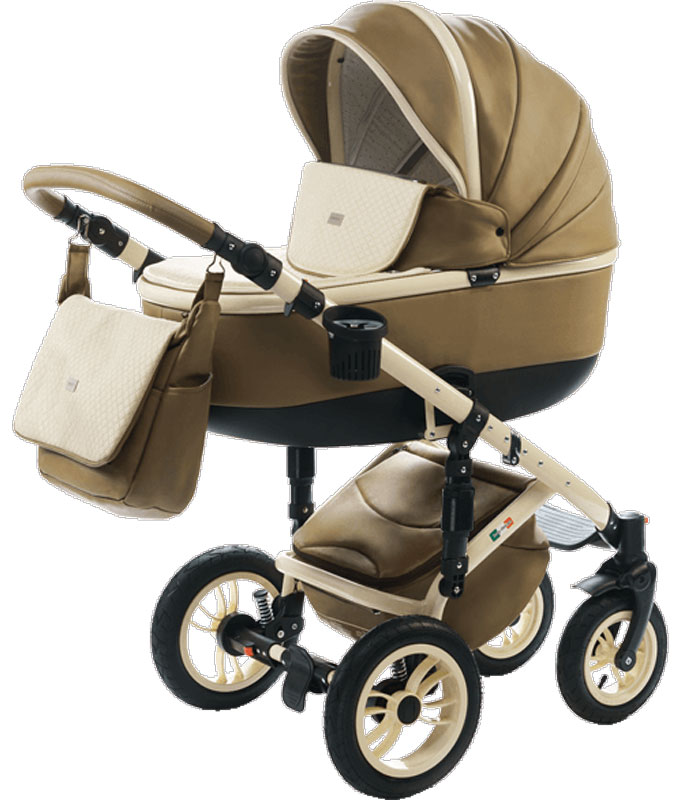 Детская коляска Vikalex Grata 3 в 1,  коляска для новорожденных, экокожа, Италия, цвет Cafe Latte