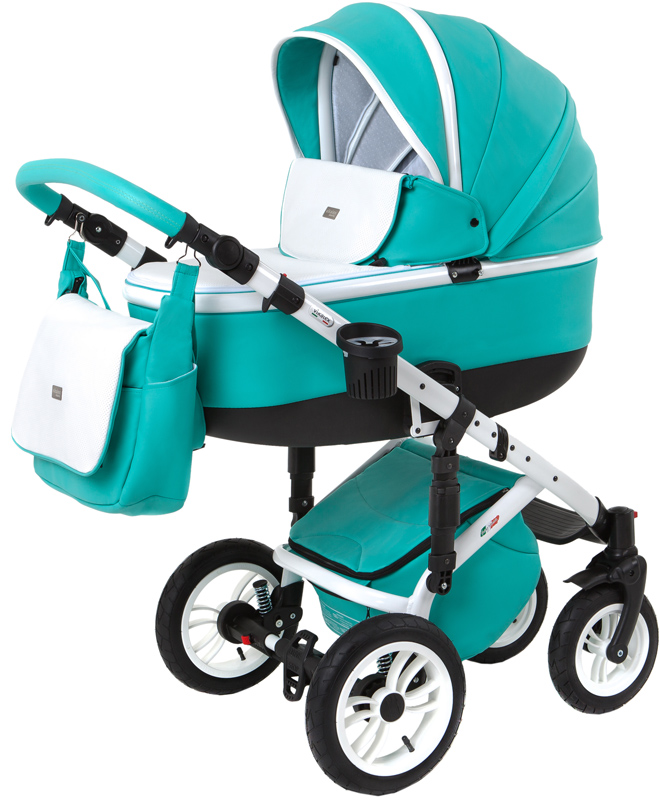 Детская коляска Vikalex Grata 3 в 1,  коляска для новорожденных, экокожа, Италия, цвет Leather Malachit
