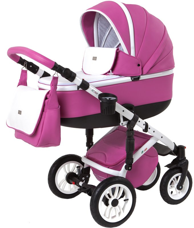 Детская коляска Vikalex Grata 3 в 1,  коляска для новорожденных, экокожа, Италия, цвет Leather Rose